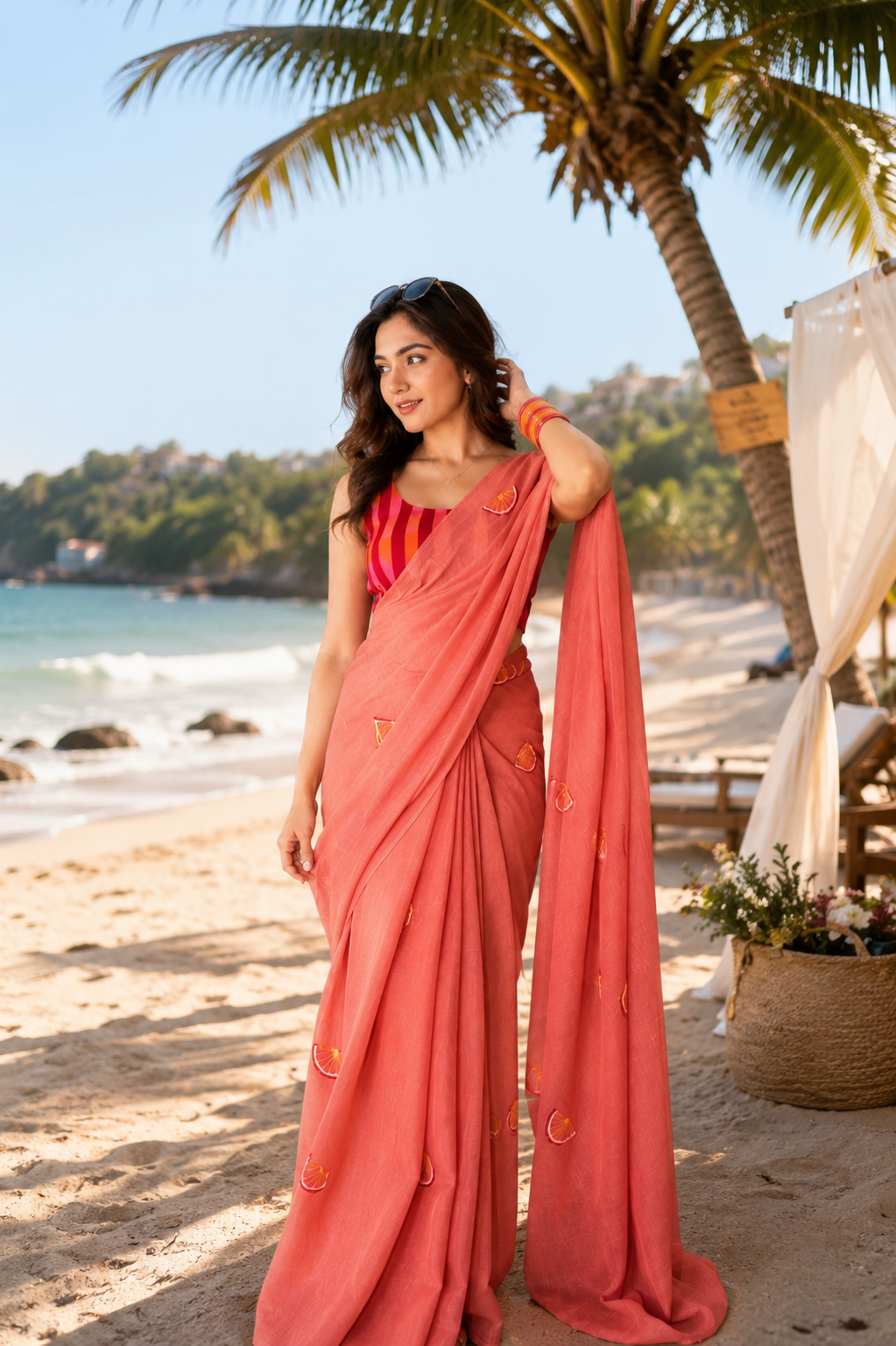 Pink Summer Watermelon Saree