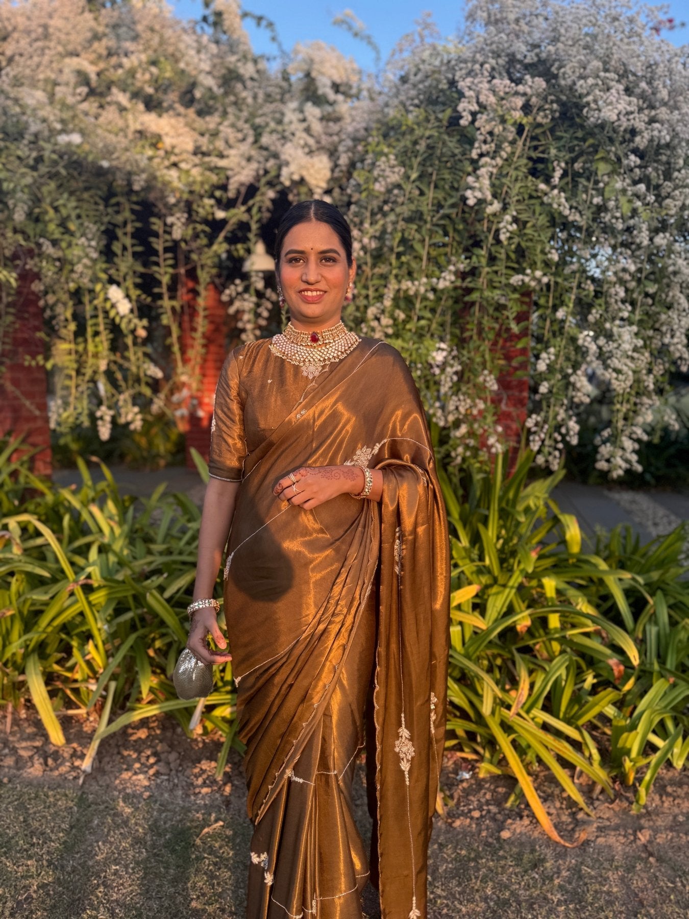 Cappuccino Modal Handwork Saree - Eternity by Sakshi
