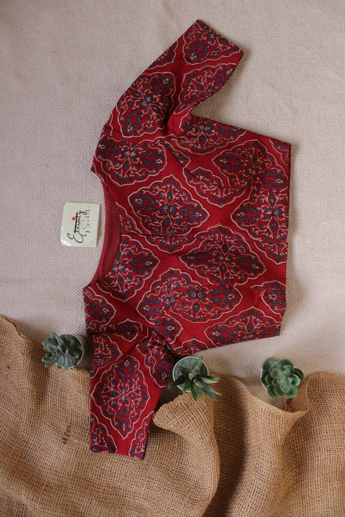 Ajrakh - Charm Red Blouse - Eternity by Sakshi