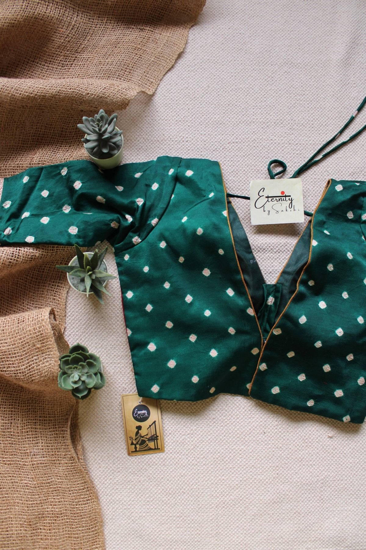 Green Bandhani Blouse - Eternity by Sakshi