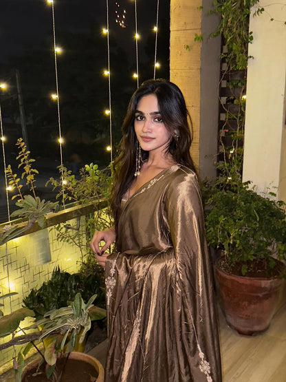Cappuccino Modal Handwork Saree