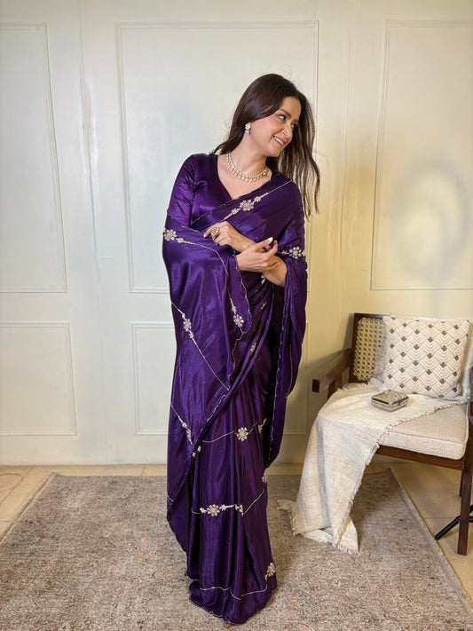 Purple Modal Handwork Saree - Eternity by Sakshi