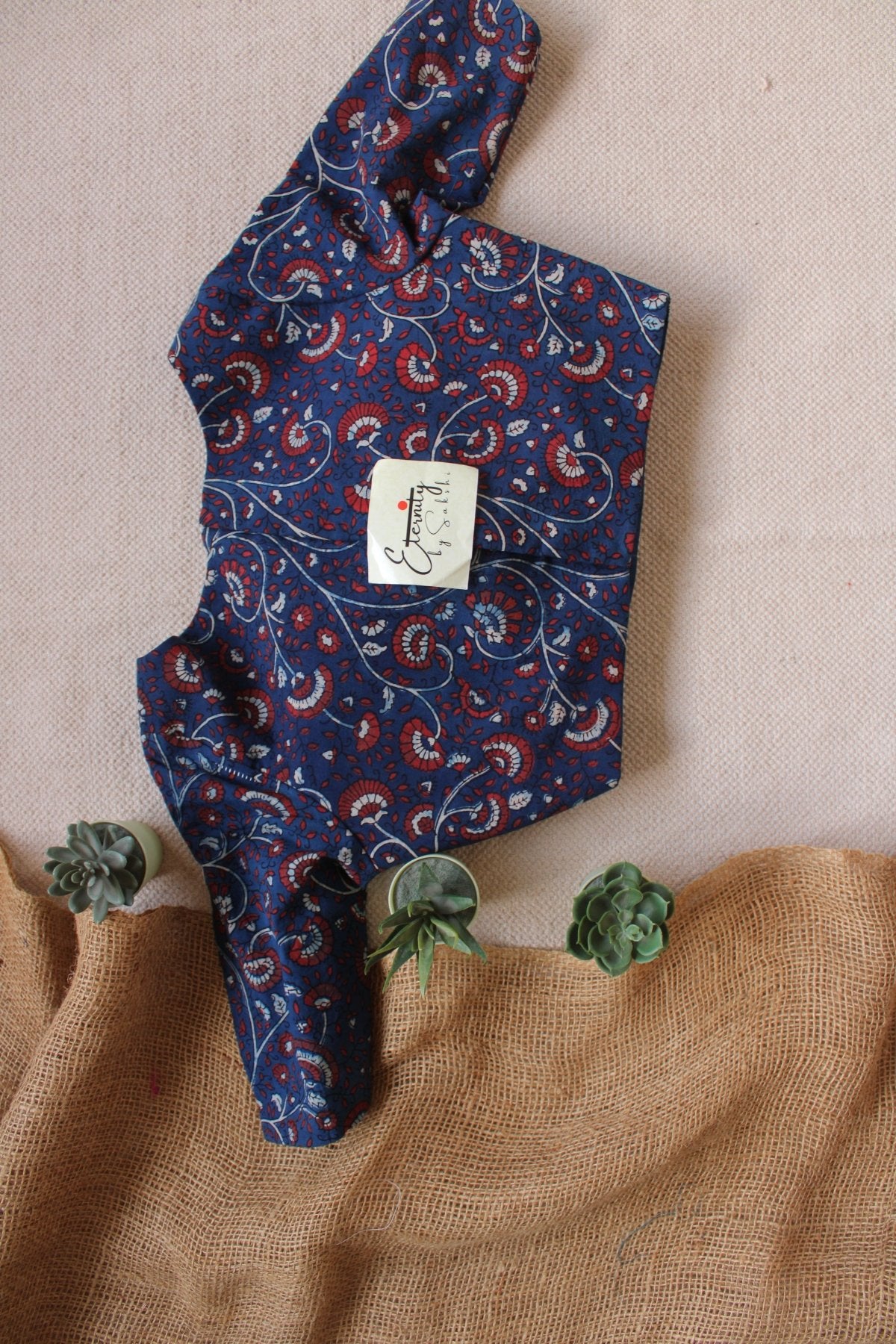 Ajrakh – Blue Floral Blouse - Eternity by Sakshi