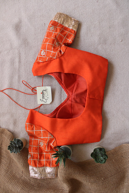 Orange Pink Patch Blouse