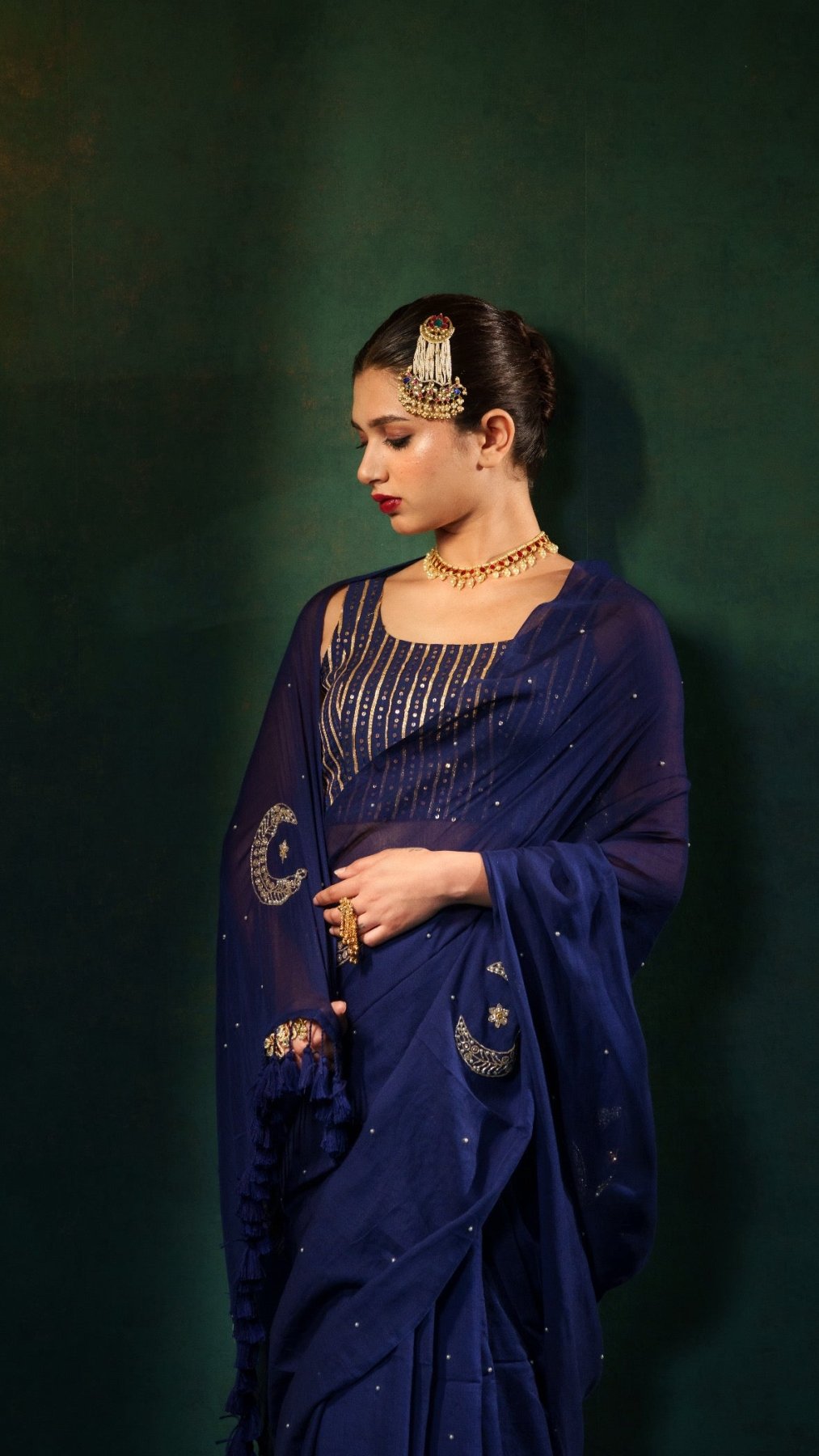 Midnight Chand Tara Handwork Saree - Eternity by Sakshi