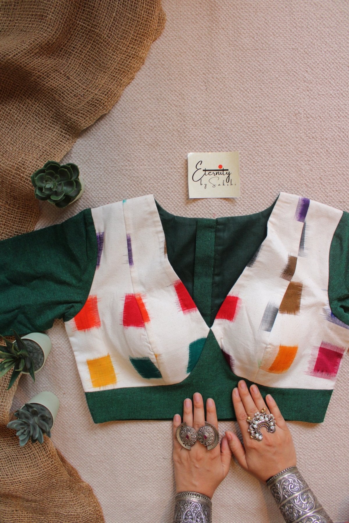 Forest Green Patch Office Blouse - Eternity by Sakshi