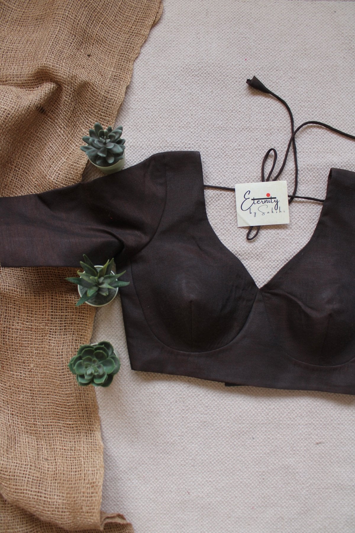 Brown Madhubala With Sleeves Blouse - Eternity by Sakshi