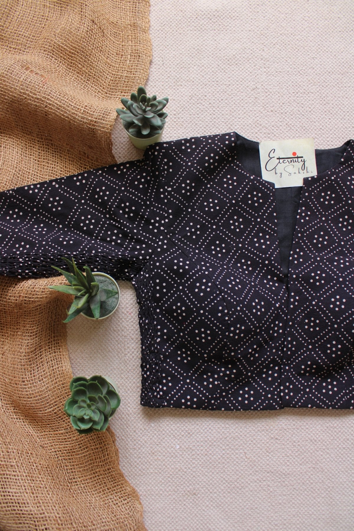 Black Vanilla Ajrakh Stretchable Blouse - Eternity by Sakshi