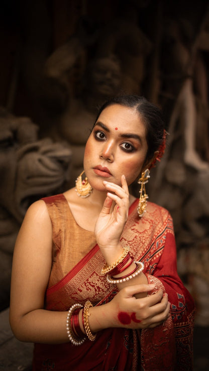 Exclsuive Dul Red Dola Silk Saree - Eternity by Sakshi