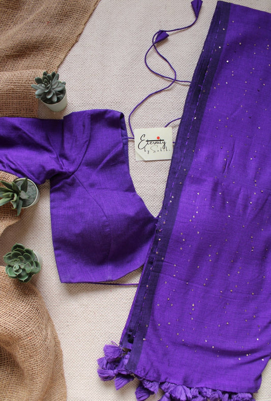 Purple Rozana Saree + Purple Shadow Blouse Combo - Eternity by Sakshi