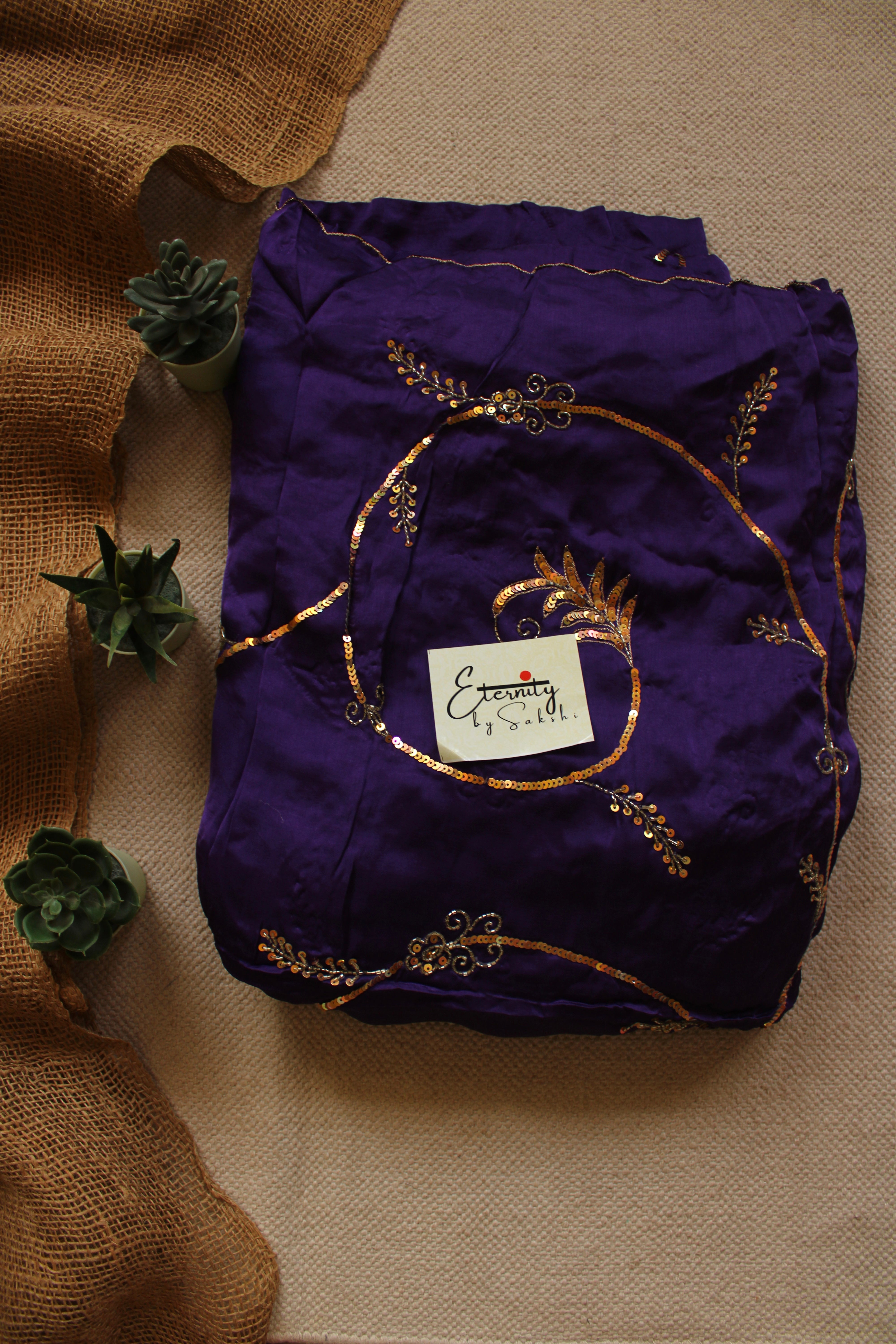 Purple Saundarya Modal Silk Handwork Saree