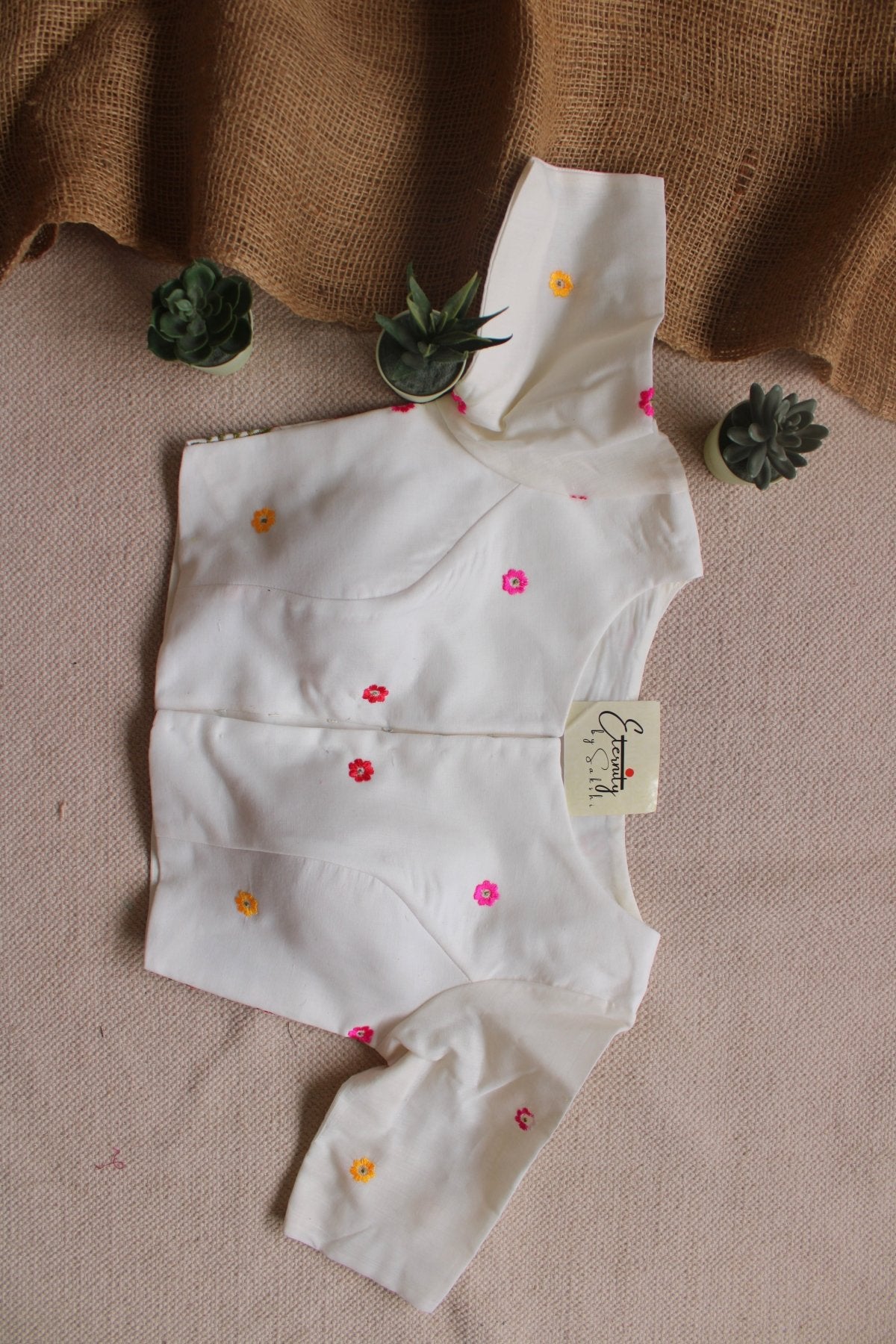 White Machine Embroidery Blouse - Eternity by Sakshi