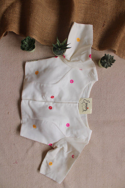 White Machine Embroidery Blouse - Eternity by Sakshi