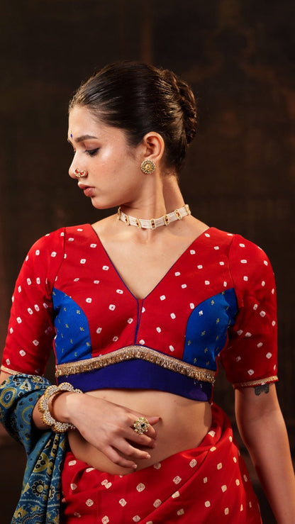 Red Bandhani Blouse - Eternity by Sakshi
