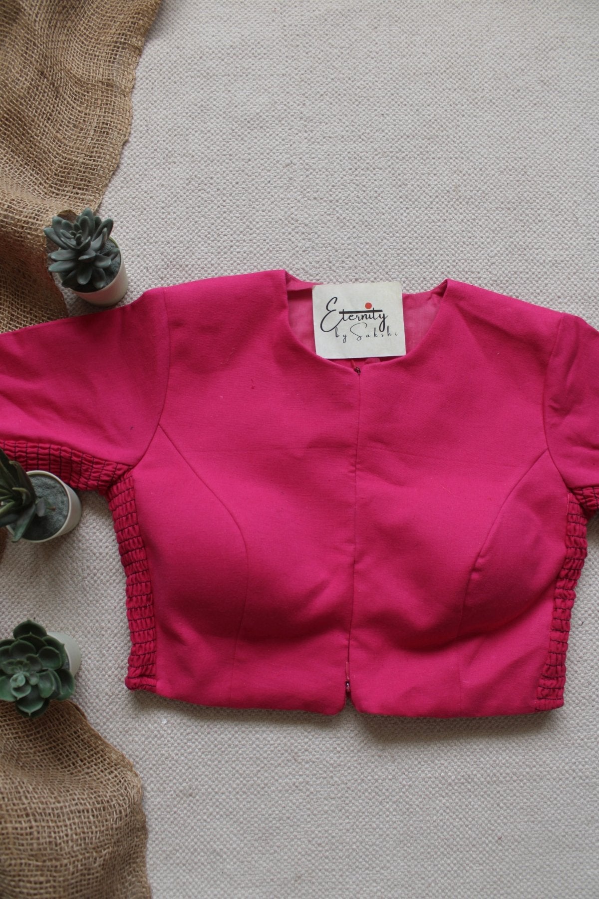 Pink Double Zip Mood With Sleeves Stretchable Blouse - Eternity by Sakshi
