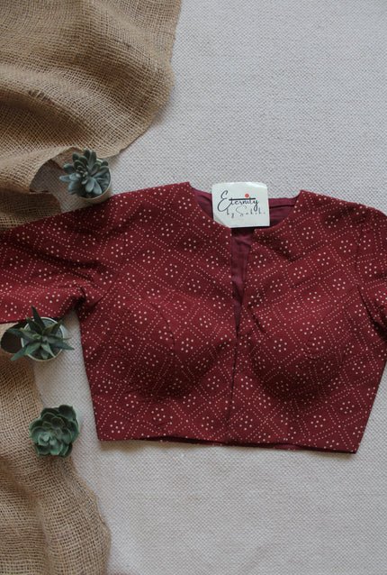 Maroon Vanilla Ajrakh Blouse - Eternity by Sakshi