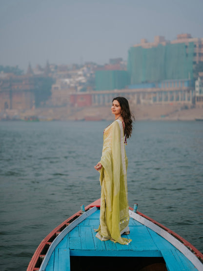 Metallic Yellow Saree