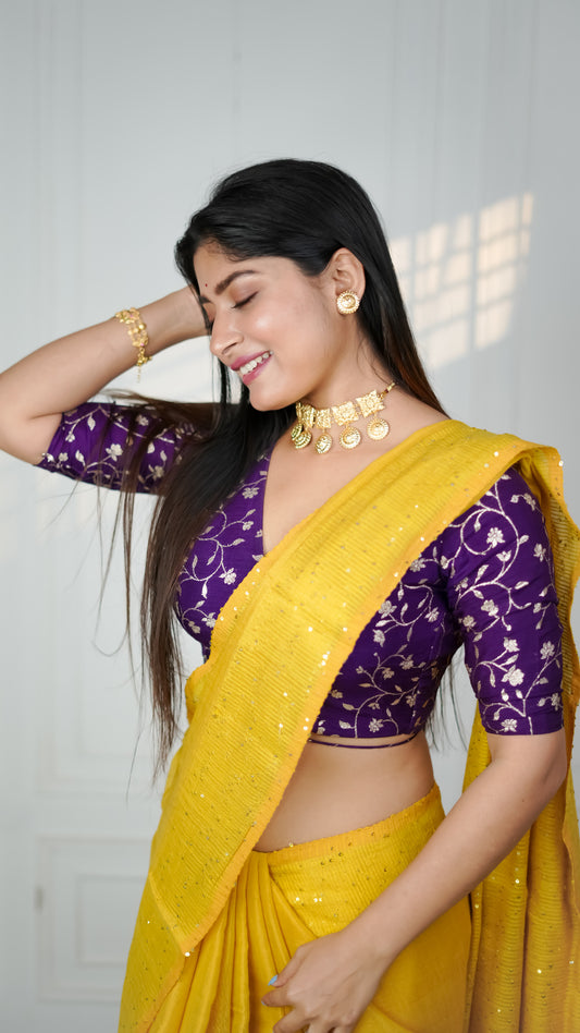 Metallic Yellow Shakti Saree