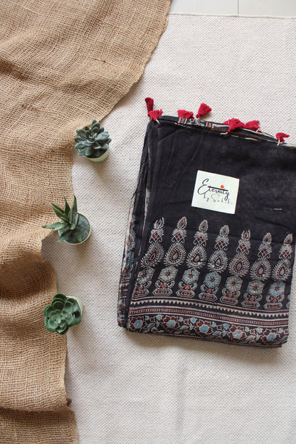 Black Ajrakh Saree