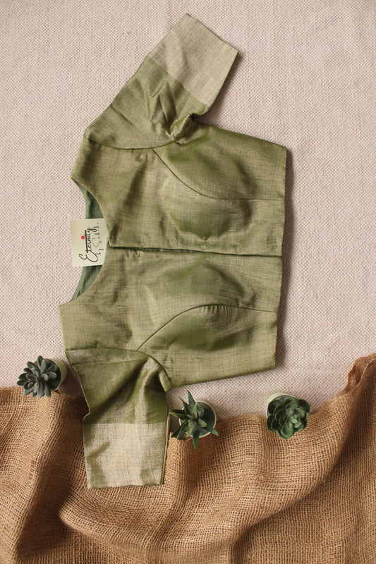 Parrot Green Metallic Tissue Blouse - Eternity by Sakshi