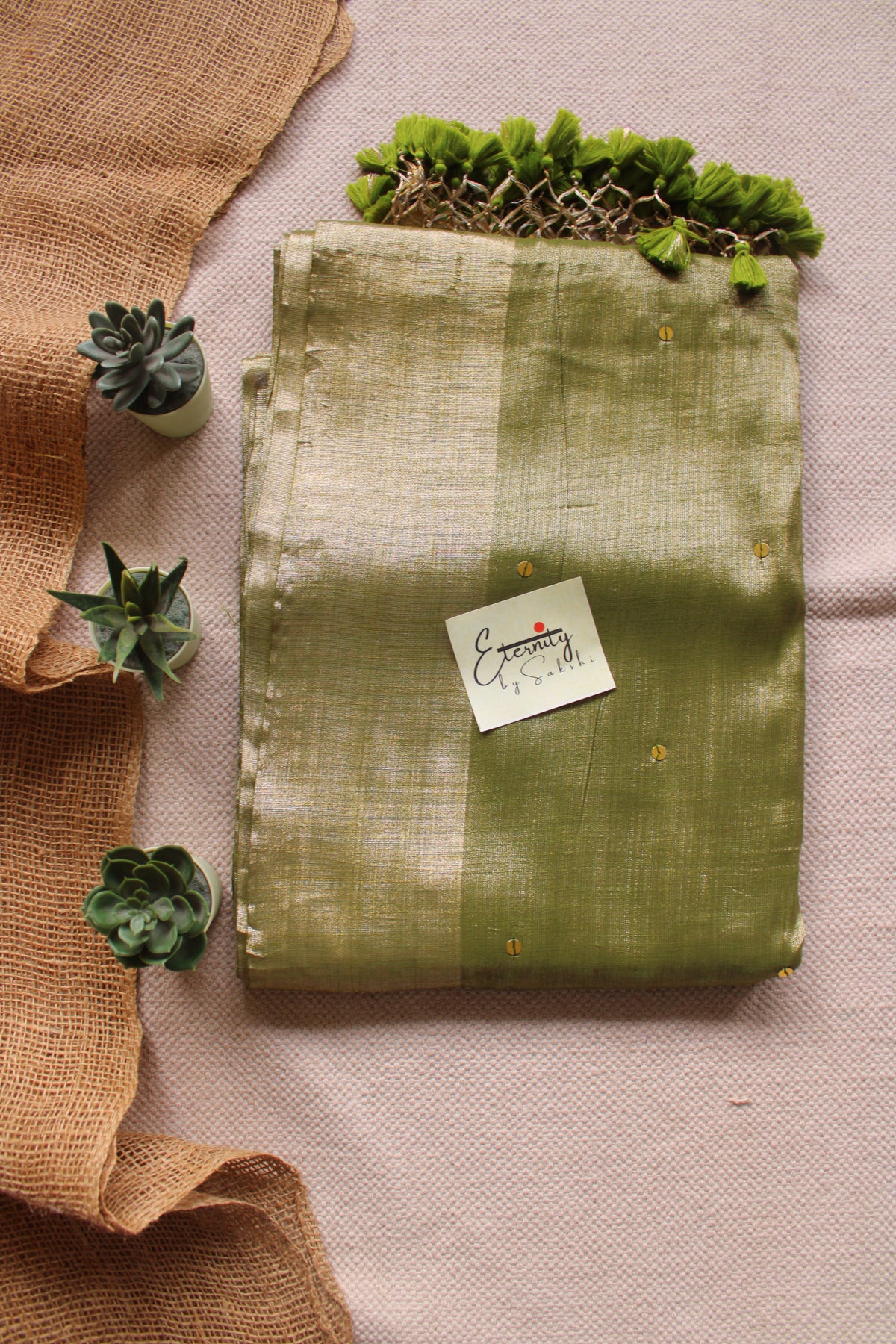 Pista Green Metallic Tissue