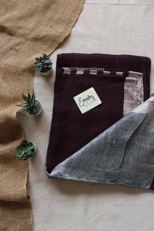 Wine Whisper Linen Saree - Eternity by Sakshi