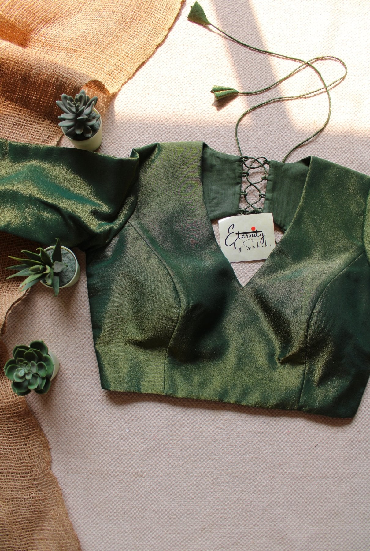 Green Tissue Elastic Blouse