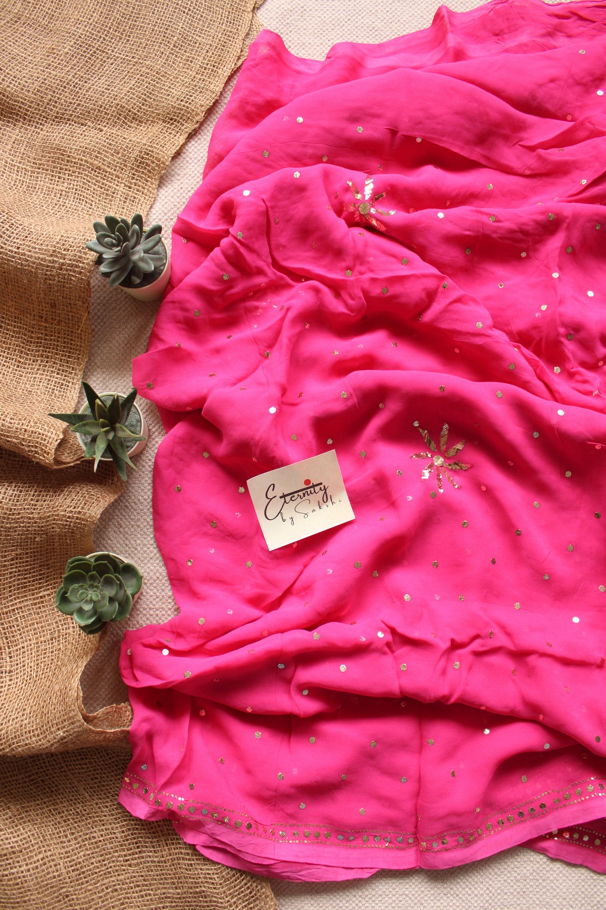 Pink Kamdani Mukesh Handwork Saree