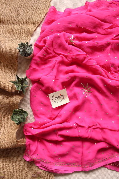 Pink Kamdani Mukesh Handwork Saree