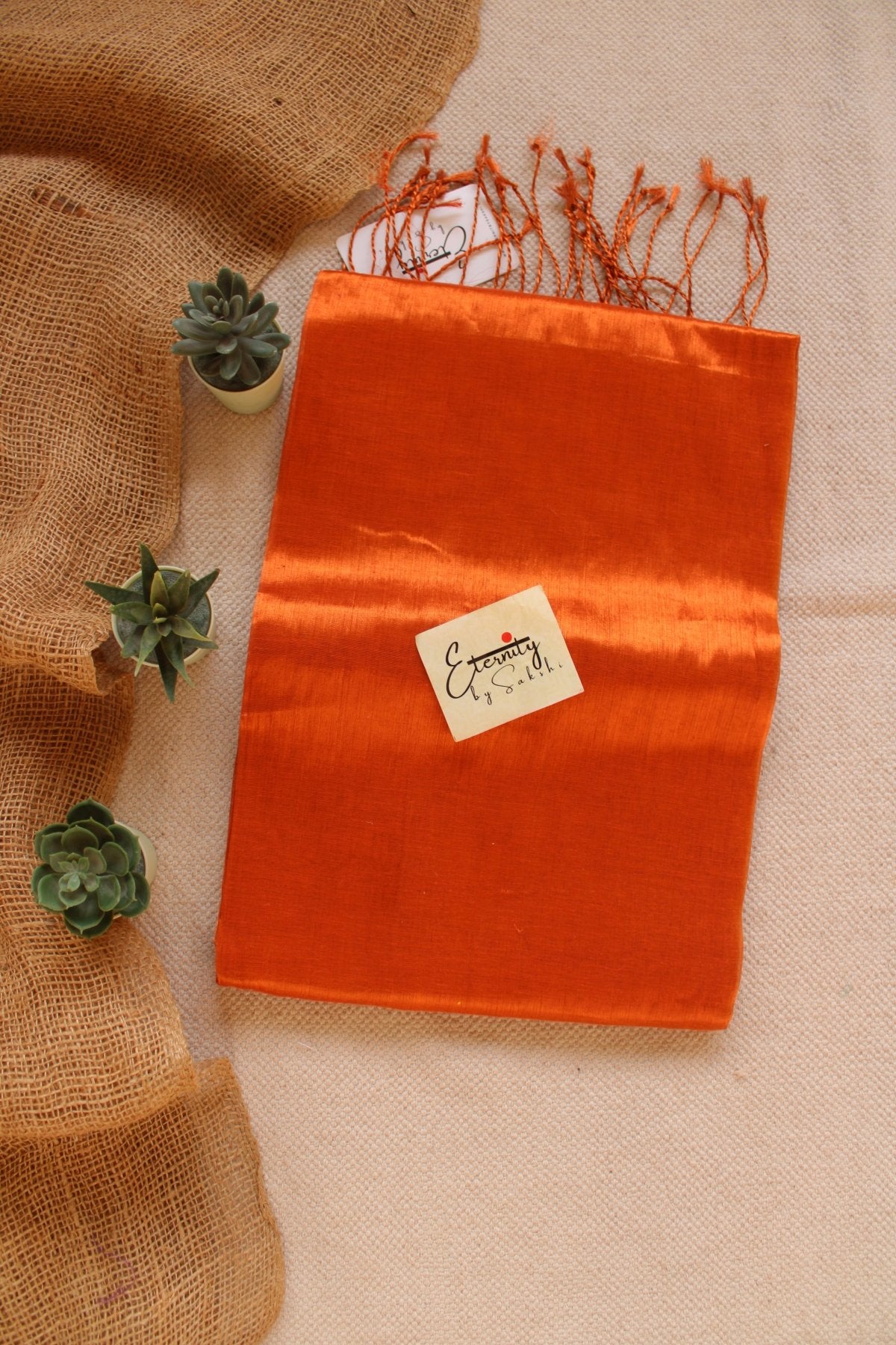 Rust Tissue Saree + Green Brocade Elastic Noorie Blouse Combo - Eternity by Sakshi