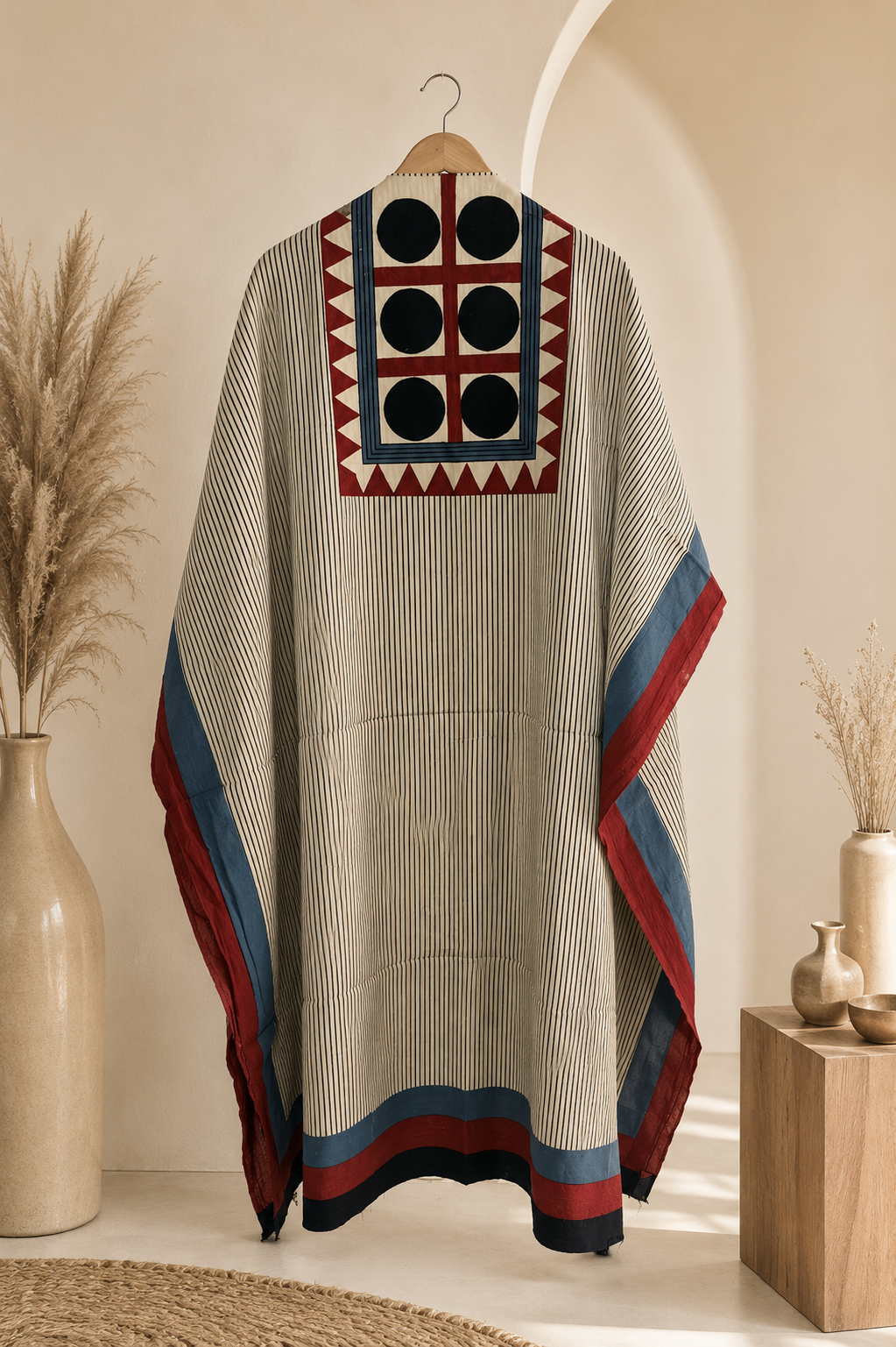 Kaftan Fabric Offwhite Multicolor