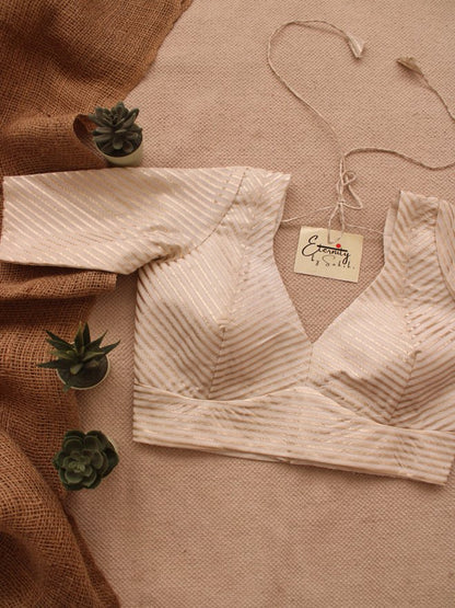 White Stripes Chanderi Blouse - Eternity by Sakshi