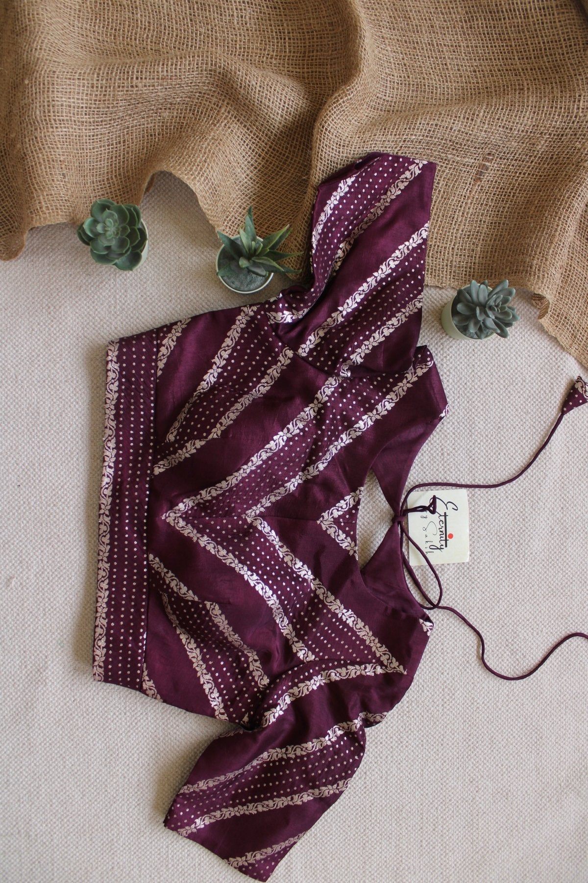Brownish Maroon Elastic Blouse - Eternity by Sakshi