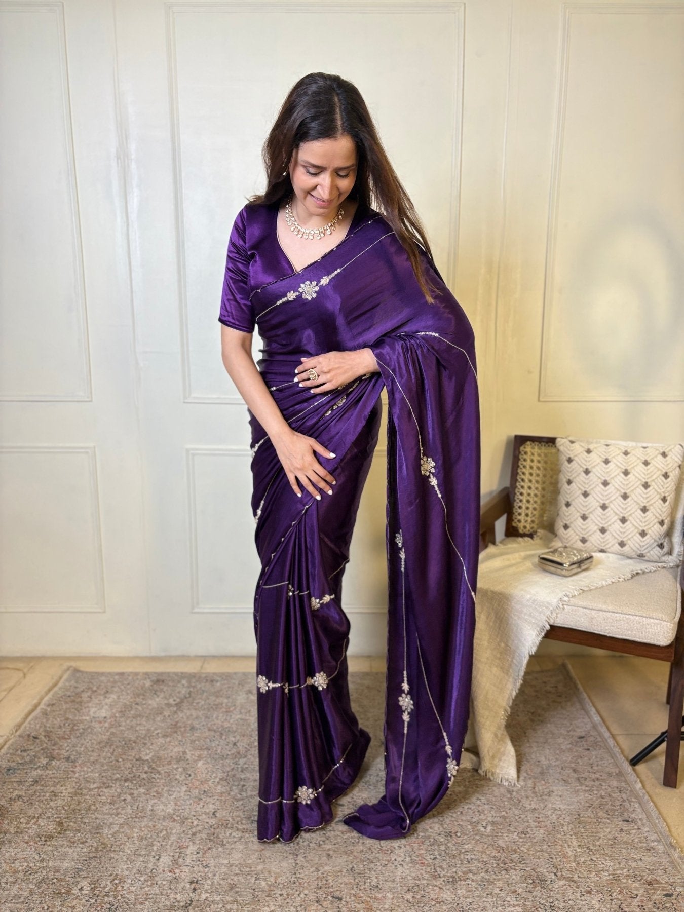 Purple Modal Handwork Saree - Eternity by Sakshi