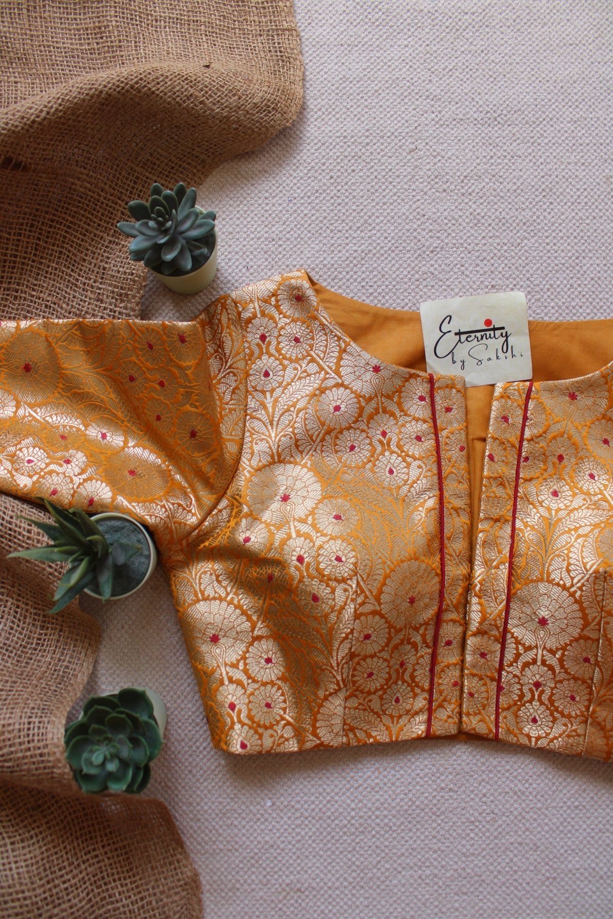 Yellow Utsav Brocade Blouse - Eternity by Sakshi