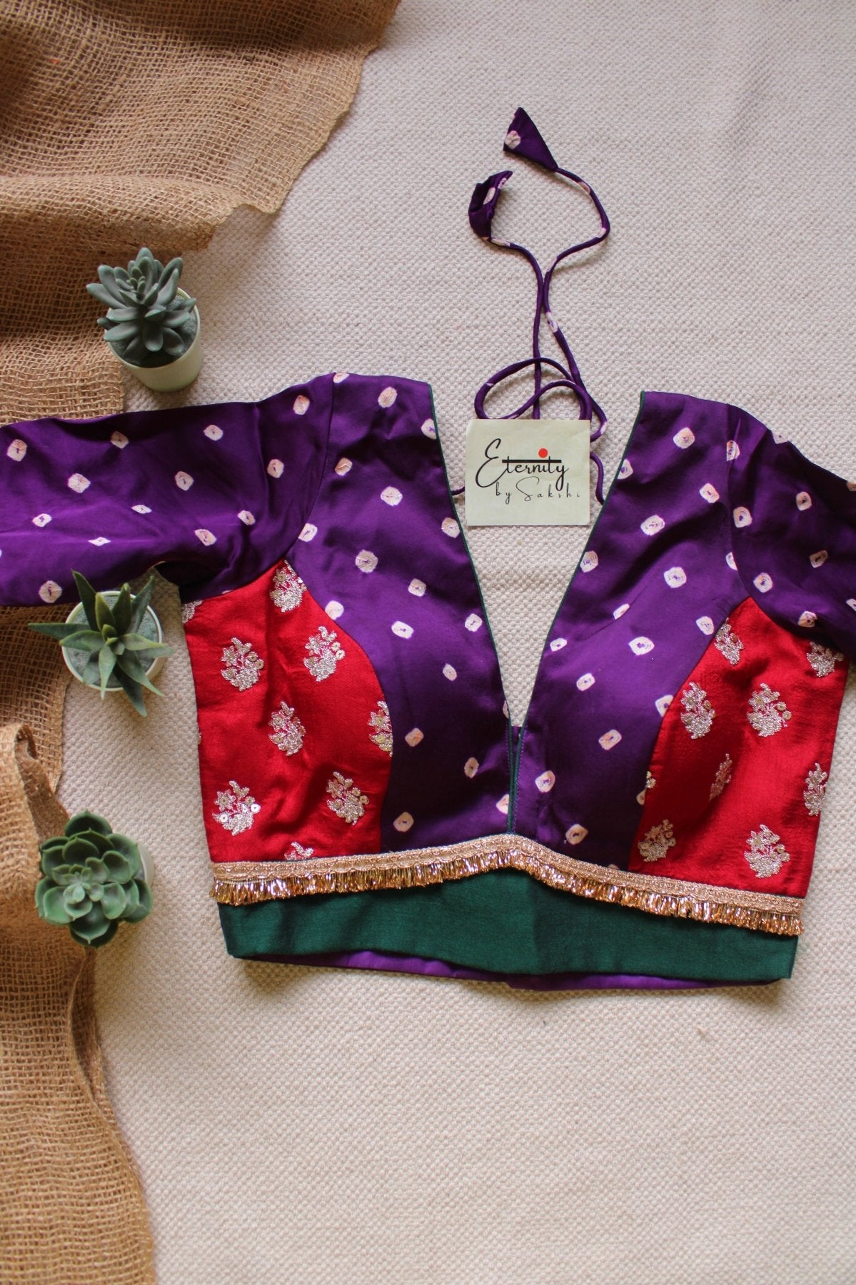 Purple Bandhani Blouse - Eternity by Sakshi
