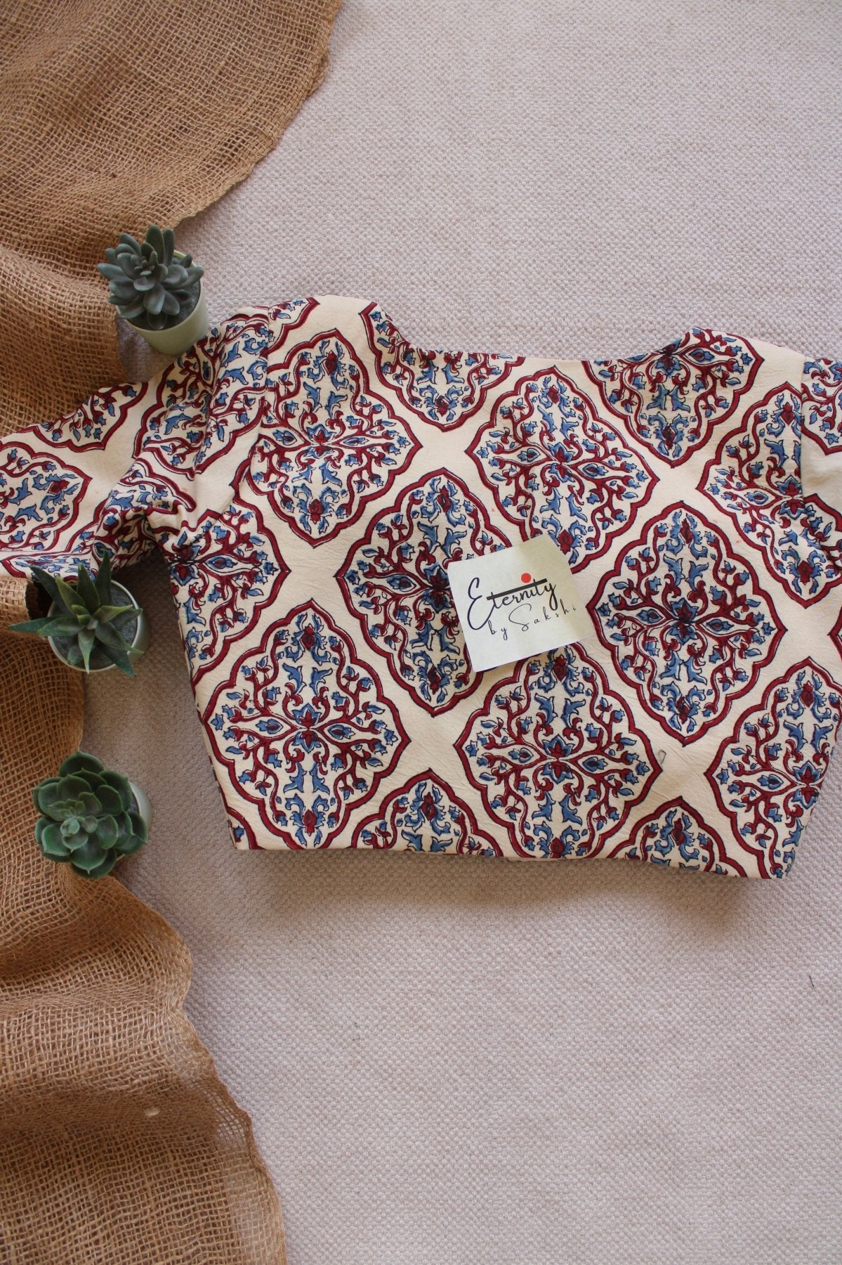 Ajrakh - Vanilla Story Blouse - Eternity by Sakshi