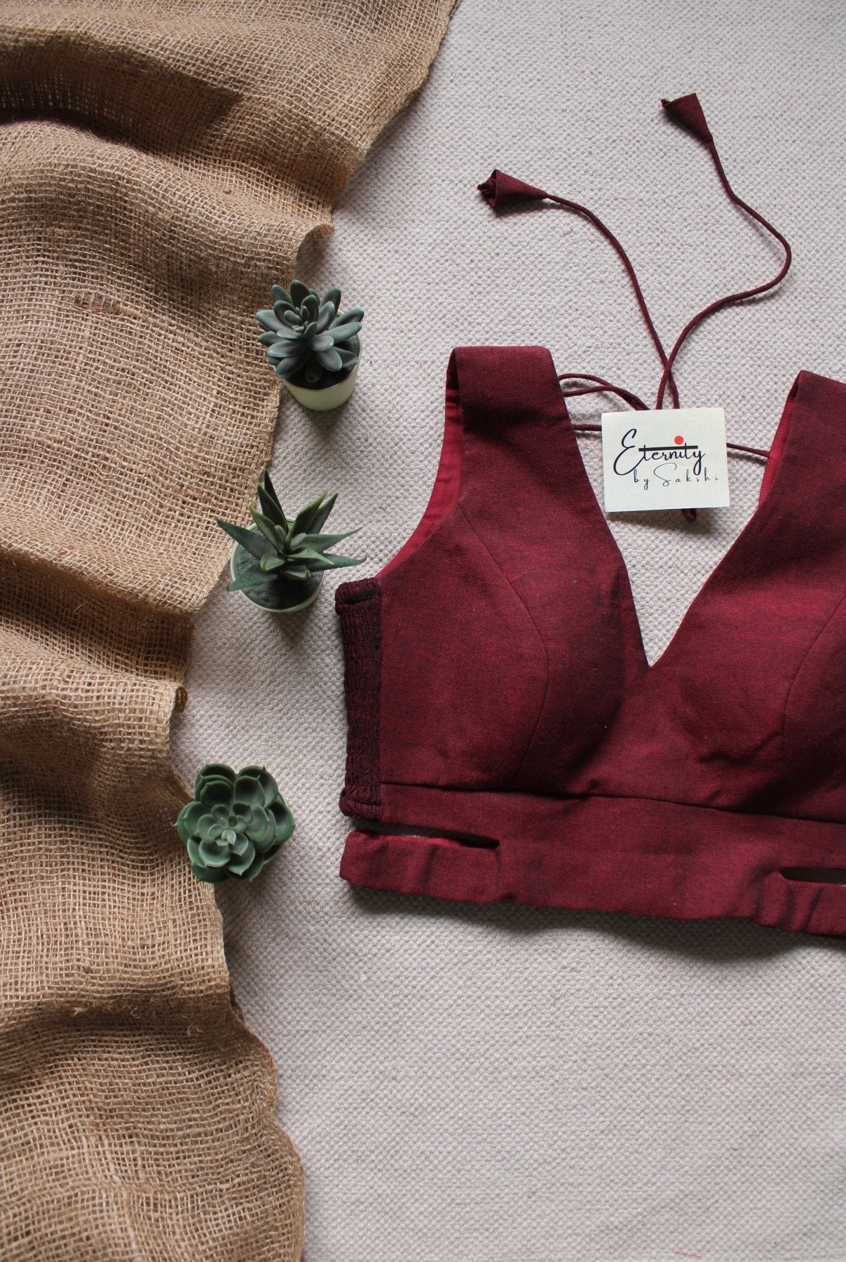Maroon Cutout Stretchable Blouse - Eternity by Sakshi