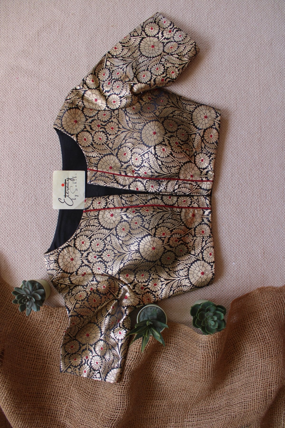 Black Utsav Brocade Blouse - Eternity by Sakshi