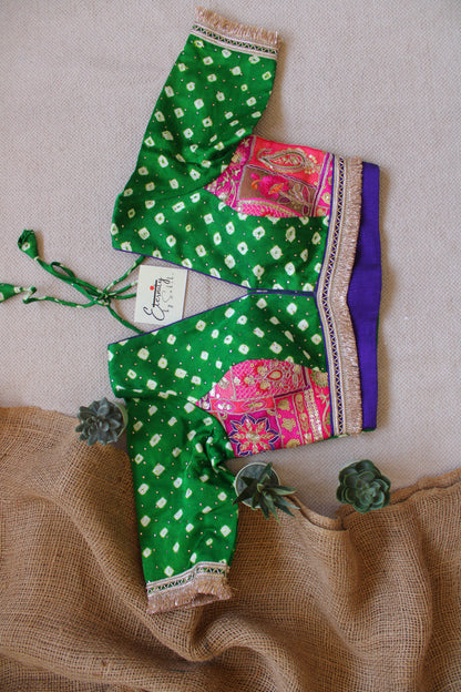 Hari Bandhani Pink Patch Blouse
