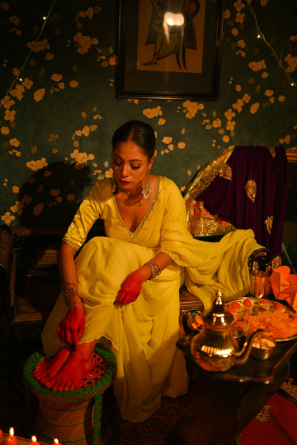 Yellow Pearl Saree