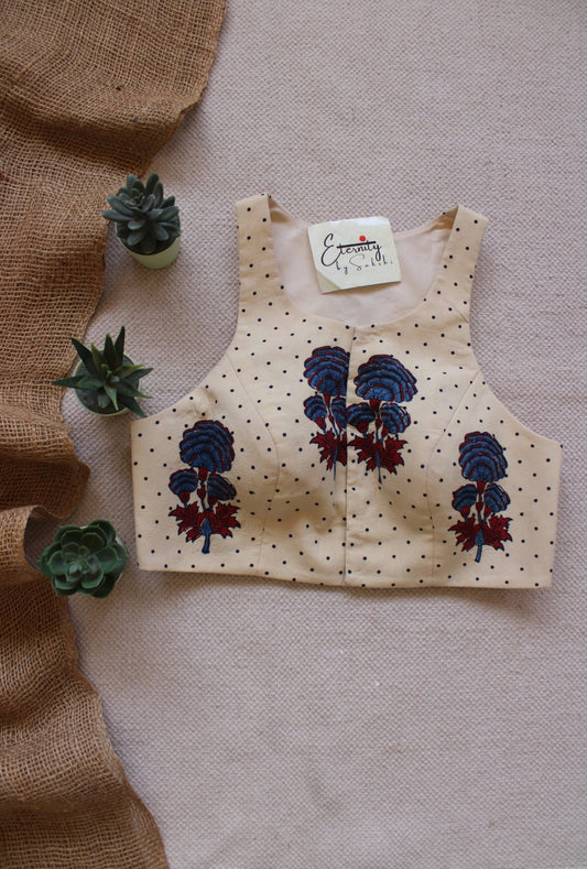 Gulmohar Vanilla Ajrakh Blouse - Eternity by Sakshi