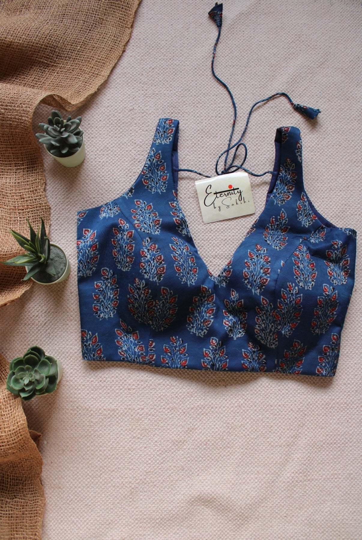 Indigo Blue Modal Ajrakh Blouse - Eternity by Sakshi