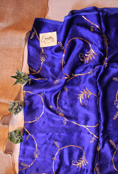 Blue Saundarya Modal Silk Handwork Saree