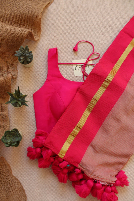 Cinnamon Rang Saree + Fuscia Noorie Blouse Combo - Eternity by Sakshi