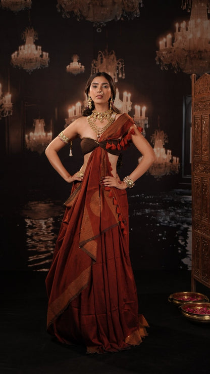 Rust Orange Shakti saree - Eternity by Sakshi