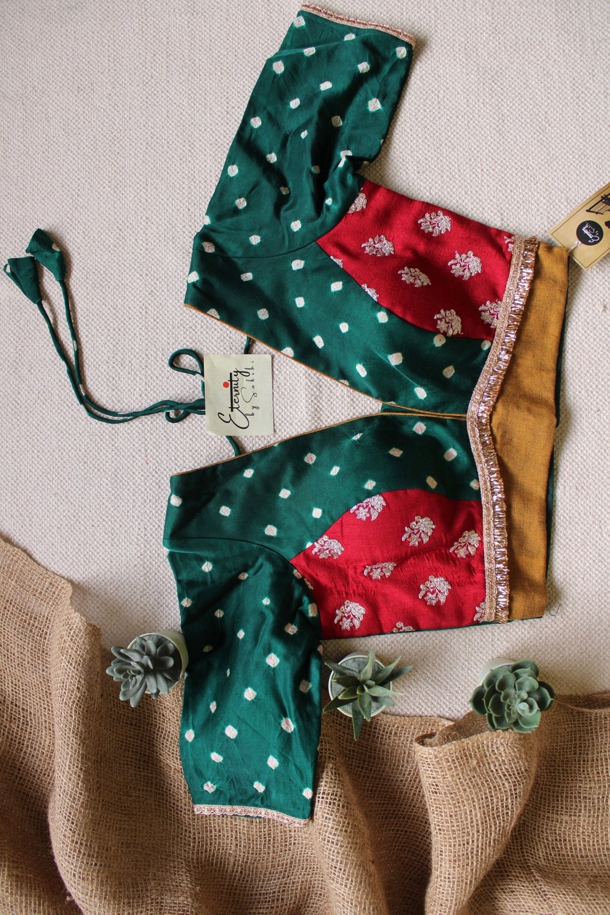 Green Bandhani Blouse - Eternity by Sakshi