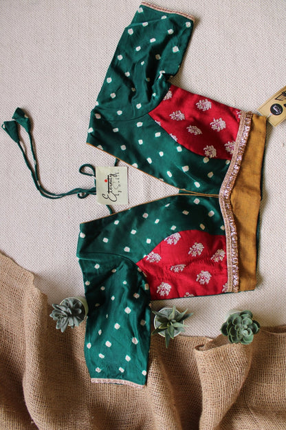 Green Bandhani Blouse - Eternity by Sakshi