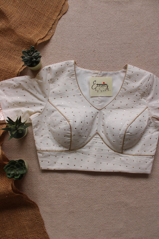 White Navratri Amba Blouse - Eternity by Sakshi
