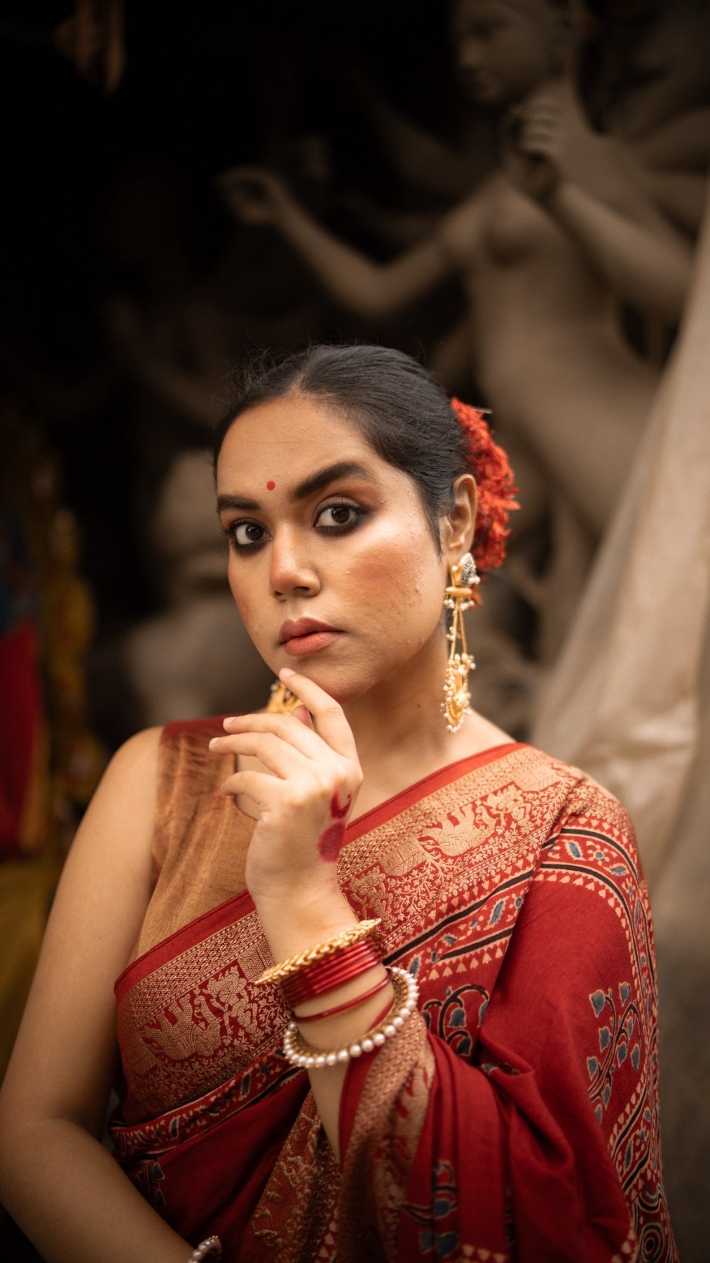 Exclsuive Dul Red Dola Silk Saree - Eternity by Sakshi